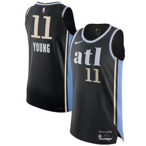 Nike Trae Young Atlanta Hawks Authentic Jersey City Edition Exceptionnel Black