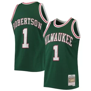 Oscar Robertson Milwaukee Bucks 1996/97 Hardwood Classics NBA 75th Dashing Anniversary Diamond Swingman Jersey Green