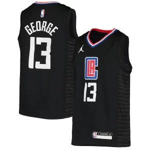 Paul George LA Clippers Jordan Brand Youth 2020/21 Stylish Swingman Player Jersey Black Statement Edition