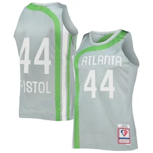 Pete Maravich Atlanta Hawks 75th Anniversary 1971/72 Hardwood Classics Éclatant Swingman Jersey Silver