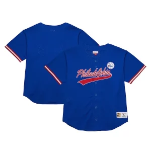 Philadelphia 76ers Hardwood Bold Classics On The Clock Mesh Fashion Baseball Jersey Royal