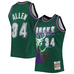 Ray Allen Milwaukee Bucks 1996/97 Hardwood Classics NBA 75th Anniversary Charming Diamond Swingman Jersey Green