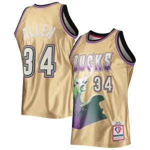 Ray Allen Refiné Milwaukee Bucks 75th Anniversary 1996/97 Hardwood Classics Swingman Jersey Gold
