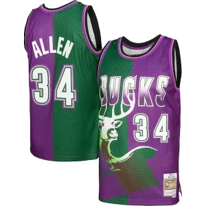 Ray Allen Milwaukee Bucks Hardwood Classics 1996/97 Split Swingman Confortable Jersey Green/Purple