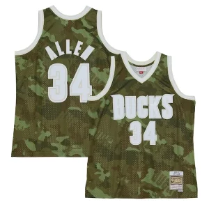 Ray Allen Milwaukee Bucks Hardwood Classics 2000/01 Ghost Unique Green Swingman Jersey Camo