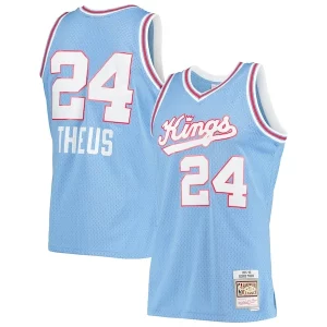 Reggie Theus Sacramento Kings Exceptionnel 1985/86 Hardwood Classics Swingman Jersey Light Blue