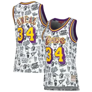 Shaquille O'Neal Los Angeles Lakers Premium Women's 1996 Doodle Swingman Jersey White