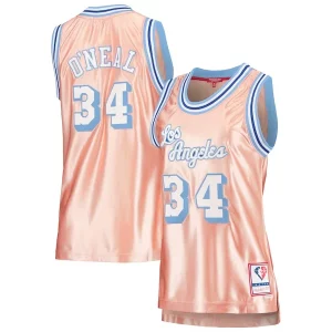 Shaquille O'Neal Los Angeles Lakers Women's 75th Anniversary Rose Gold 1996 Bold Swingman Jersey Pink