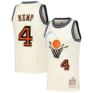 Shawn Kemp Cleveland Cavaliers Chainstitch Swingman Distingué Jersey Cream