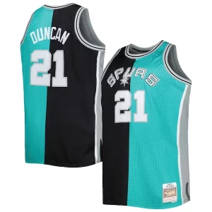 Tim Duncan San Antonio Spurs Big & Tall Hardwood Classics 1998/99 Split Charming Swingman Jersey Black/Teal