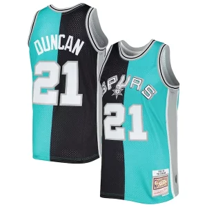 Tim Distingué Duncan San Antonio Spurs Hardwood Classics 1998/99 Split Swingman Jersey Black/Teal