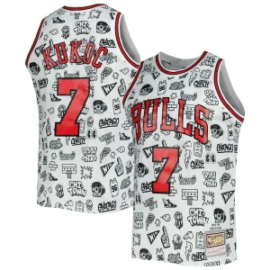 Toni Kukoc Chicago Bulls 1997/98 Vibrant Hardwood Classics Doodle Swingman Jersey White
