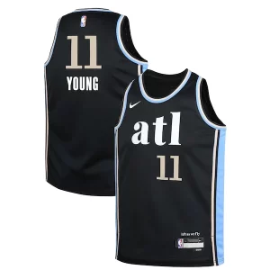 Trae Young Atlanta Hawks Nike Youth Swingman Replica Jersey City Edition Exceptionnel Black