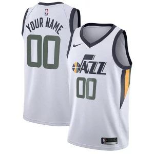 Utah Jazz Vibrant Nike Swingman Custom Jersey Association Edition White