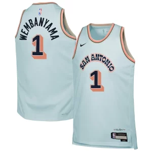 Victor Wembanyama San Antonio Spurs Nike Youth 2024/25 Swingman Player Jersey City Edition Light Commémoratif Blue