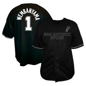 Victor Wembanyama San Antonio Spurs Profile Big & Tall Name & Number Button Up Jersey Éclatant Black