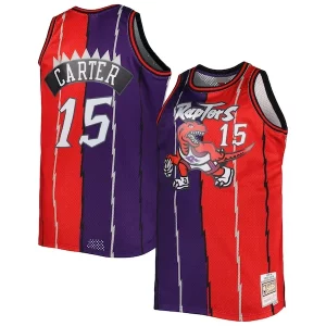 Vince Carter Toronto Raptors Big & Tall Hardwood Classics 1998/99 Split Haut de gamme Swingman Jersey Purple/Red