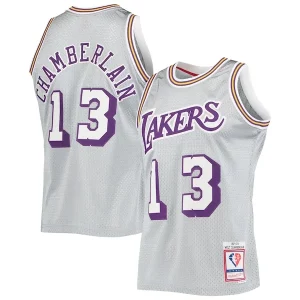 Wilt Chamberlain Los Angeles Lakers 75th Anniversary 1971/72 Hardwood Classics Distingué Swingman Jersey Silver