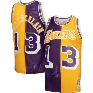 Wilt Chamberlain Classique Los Angeles Lakers Hardwood Classics 1971/72 Split Swingman Jersey Purple/Gold