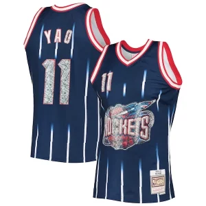 Yao Ming Houston Rockets 2002/03 Hardwood Classics NBA Captivant 75th Anniversary Diamond Swingman Jersey Navy