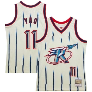 Yao Ming Houston Authentique Rockets Chainstitch Swingman Jersey Cream