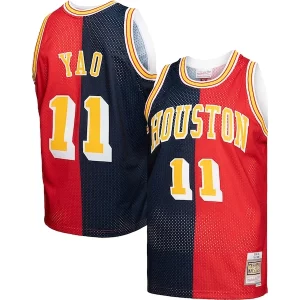 Yao Ming Houston Distingué Rockets Hardwood Classics 2004/05 Split Swingman Jersey Navy/Red